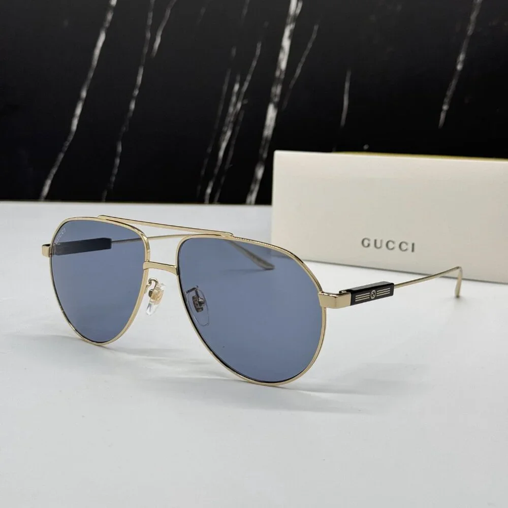 NEW GUCCI GG1311S 003 AVIATOR UNISEX GOLD GRAY SUNGLASSES GUCCI